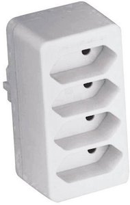 Adapter gniazda zasilania, 0130, 4 gniazda euro, 16 A, biały.