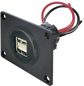Podwójne gniazdo USB do zabudowy ProCar 67322501, Obciążalność prądu maks.: 5 A, 12 - 5 V, 24 - 5 V