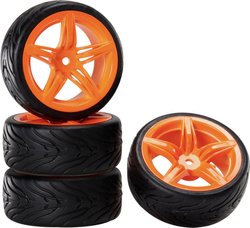 Kompletne koła REELY 1:10 ROAD MODEL 12S Orange / Devil (4) Koło kompletne Reely RE-6622401 1:10 Devil 4 szt.