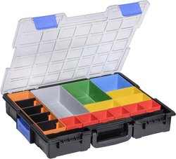 EuroPlus Pro K44/18, czarny. Profesjonalna walizka na drobne części z klipsem. PP, PS 18 przegrody, 4 przegrody Walizka Allit EuroPlus Pro K44/18 454230, Ilość przegród: 18, (S x W x G) 440 x 76 x 355 mm