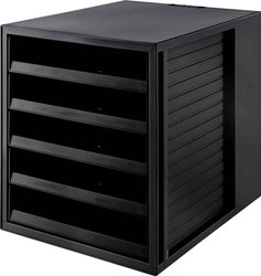 Pudełko z szufladami HAN KARMA CABINET SET, czarne, wykonane w 80-100% z materiałów pochodzących z recyklingu Szafka z szufladami HAN 14018-13 czarny DIN A4 Ilość szuflad: 5