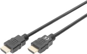 Kabel połączeniowy DIGITUS HDMI Premium High Speed, typ A M/M, 2.0m, w/Ethernet, Ultra HD 60p, złoty, czarny Kabel HDMI Digitus DB-330123-020-S DB-330123-020-S, kanał powrotny audio, HDMI 4K z Internetem, 2.00 m