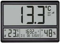 TFA Dostmann 60.4523.01 Sterowany radiowo Zegar ścienny 360 mm x 235 mm x 28 mm czarny duży wyświetlacz