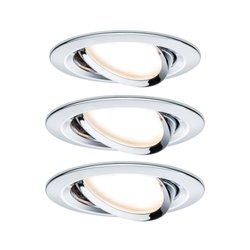 Oprawa wpuszczana LED Nova Coin zestaw podstawowy obrotowa okrągła 84mm 50° Coin 3x6W 3x460lm 230V 2700K chrom Lampa do zabudowy Paulmann Nova 93452 Zestaw 3-elementowy 18 W 470 lm