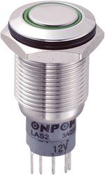 Przełącznik wciskany, wandaloodporny zatrzask TRU COMPONENTS LAS2GQF-11ZE/G/12V/S/P, 1 x wł/wł, 1 szt.