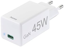 Szybka ładowarka, USB-C, PD/Qualcomm®/GaN, miniładowarka, 45 W, biała Ładowarka USB Hama PD/Qualcomm®/GaN 00201653 45 W 3000 mA