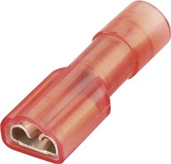 Konektor żeński, pełna izolacja PA, 2.8x0.5 mm, tuleja, 1.5-2.5 mm2, czerwony