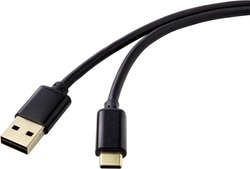 Kabel USB Renkforce, USB 2.0, Złącze męskie USB-A, Złącze męskie USB-C®, 1.80 m