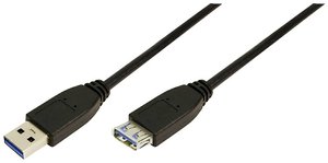 Kabel USB LogiLink, USB 3.2 Gen1 (USB 3.0), Złącze męskie USB-A, Złącze żeńskie USB-A, 1.00 m