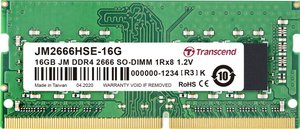 Transcend JetRAM Pamięć robocza do laptopów - moduł  DDR4 16 GB 1 x 16 GB Non-ECC 2666 MHz 260 pin SO-DIMM CL19 JM2666HSE-16G