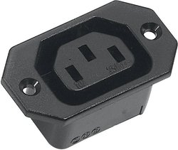 złącze żeńskie do wbudowania pionowego C13 2 + PE  10 A czarny K & B 43R031121 1 szt.