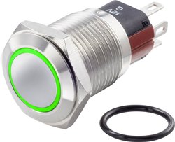 Przełącznik wciskany, wandaloodporny TRU COMPONENTS TC-GQ16-KF-11E/J/G/12V/S TC-7494836, 16 mm, 48 V/DC, 2 A, 1 szt.