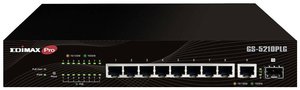 Edimax GS-5210PLG 10-portowy gigabitowy inteligentny przełącznik sieciowy PoE+ z 1 portem SFP EDIMAX GS-5210PLG Switch sieciowy RJ45/SFP  8+2 Porty 20 GBit/s funkcja PoE