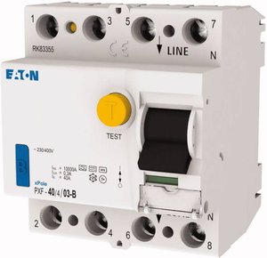 Wyłącznik różnicowoprądowy Eaton 300300, wrażliwy na prąd przemienny FI, 4 styki, 40 A, 0.3 A, 230 V, 400 V