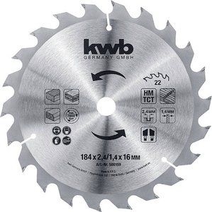 Brzeszczot do płyt wiórowych do ręcznej pilarki tarczowej Ø 184 x 16 mm Tarcza tnąca kwb  184 x 16 mm 1 szt.