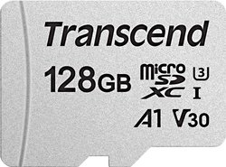 Karta pamięci microSDXC Transcend Premium 300S, 128 GB, Class 10, UHS-I, UHS-Class 3, v30 Video Speed Class, A1 Application Performance Class