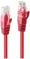Kabel LAN LINDY 48032, 1 szt., RJ45, CAT 6, U/UTP, 1.00 m, czerwony