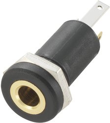 Złącze jack 3,5 mm, gniazdo do zabudowy w pionie, ilość biegunów: 3, czarne, Stereo 1 szt.