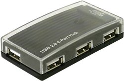 Koncentrator 4-portowy USB 2.0 z zasilaczem Hub USB 2.0 Delock  4 Porty  czarny