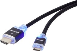 Kabel HDMI SpeaKa Professional SP-8821976, kanał powrotny audio, pozłacane styki, w rękawie, z LED, HDMI 4K, 1.00 m