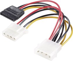 Adapter Y SATA Renkforce RF-2926428[1x złącze męskie IDE 4-pin - 1x złącze żeńskie zasilania SATA, złącze żeńskie IDE 4-pin], 0.15 m