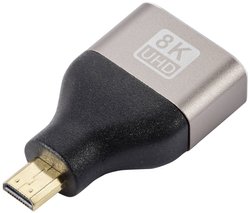 SpeaKa Professional SP-11302016 HDMI Przejściówka, adapter [1x złącze męskie Micro HDMI (typ D) - 1x złącze żeńskie HDMI] czarny, srebrny UHD 8K @ 60 Hz, UHD 4K @ 120 Hz
