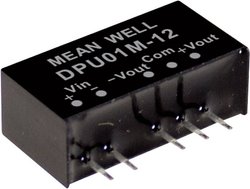Moduły przetwornicy DC/DC MeanWell serii DPU01 SIP / SIL6 Case Dual Output: Moc 1:1: 1W. Nieuregulowany Moduł przetwornicy DC/DC Mean Well DPU01N-12 DPU01N-12, 1 W, 42 mA, 1 szt.