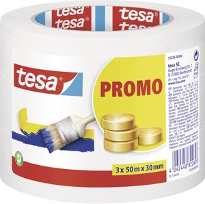 Taśma malarska tesa® do prostych prac malarskich i maskujących — można ją usunąć w ciągu 4 dni bez pozostawiania śladów Taśma maskująca tesa 55338-00000-15, (D x S) 50 m x 30 mm, 50 m, 3 szt.