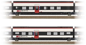 Wagon osobowy TRIX H0 23282 Zestaw uzupełniający H0 2 dla Giruno z SBB D(B9) 2. klasa i E(B8) 2. klasa