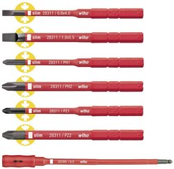 Zestaw slimTorque z uchwytem do bitów slimTorque VDE, 7-częściowy Zestaw wkrętaków Wiha 36079
