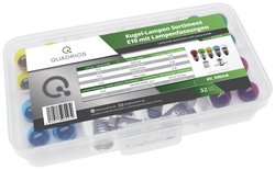 Asortyment kulek z trzonkiem E10 6V (przezroczysty i kolorowy) z oprawkami, 32 szt. Quadrios 1802O016 Żarówka wskaźnikowa 6.0 V 3 W Trzonek E10   32 części