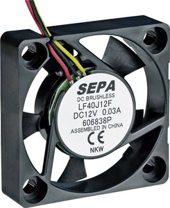 Wentylator osiowy SEPA LF40J12SE22, 12 V/DC, 8.3 m³/h, (D x S x W) 40 x 40 x 10 mm