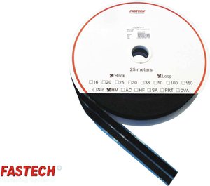 Taśma rzepowa do przyklejania na gorąco element z pętelkami i haczykami (D x S) 25000 mm x 10 mm czarny FASTECH® T0401099990325 1 par(a)