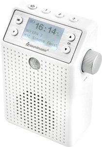 Radio gniazdkowe soundmaster DAB60WE DAB+, UKW funkcja głośnomówiąca, zawiera mikrofon, ochrona przeciwbryzgowa, funkcja budzika, wielokrotne ładowanie biały