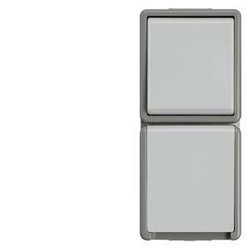 DELTA powierzchnia IP44, przełącznik AP ciemnoszary/jasnoszary, 10A 250V Schuko-St. Siemens Osprzęt elektroinstalacyjny Gniazdo z uziemieniem Delta szary 5TA4816