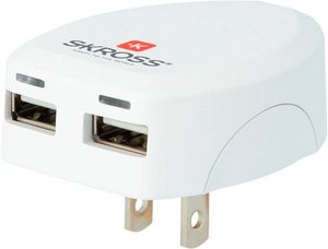 Skross  Ładowarka USB  gniazdo Maksymalne natężenie wyjściowe 2.4 A Ilość wyjść: 2 x USB