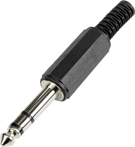 Złącze męskie jack 6,35 mm TRU COMPONENTS 595201, niklowany, złącze męskie proste, 1 szt.