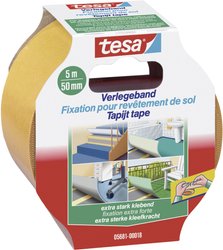 tesa® dwustronna taśma montażowa / taśma klejąca do dywanów - wyjątkowo mocne mocowanie, niezawodne mocowanie, nadaje się również do pomieszczeń z ogrzewaniem podłogowym Taśma do wykladzin tesa  05681-00018-11 EXTRA STRONG (D x S) 5 m x 50 mm 5 m 1 szt.