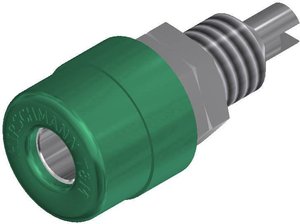 Gniazdo bananowe montażowe SKS Hirschmann BIL 20, izolowane, O 4 mm, zielone