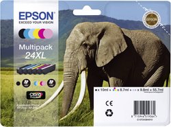 Epson atrament T2438, 24XL tusz oryginalny Combi-Pack Czarny, Cyjan, Magenta, Żółty, Jasny cyjan, Jasna magenta  C13T24384011
