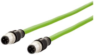 Kabel Ethernet przemysłowy M12, kodowanie D, 10,0 m, złącze proste M12 - złącze proste M12, łańcuch kablowy, PUR Kabel LAN Metz Connect 142M1D11100, 1 szt., M12, CAT 5e, SF/FTP, 10.00 m, zielony