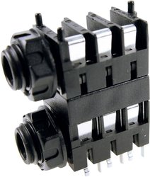 Gniazdo Jack 6,35 mm podwójne Cliff FCR1124 gwint zew., 3-Pin stereo