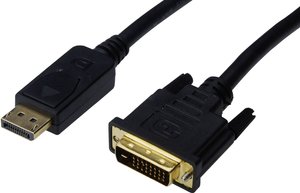 Kabel przyłączeniowy DisplayPort/DVI Digitus, złącze męskie DisplayPort na złącze męskie DVI 24+1 bieg. 1.8 m, czarny Przejściówka DisplayPort, DVI Digitus AK-340306-020-S, 1.80 m