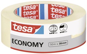 taśma malarska tesa ECONOMY — uniwersalna taśma klejąca do prac malarskich bez użycia rozpuszczalników — można ją usunąć bez pozostałości do 4 dni po użyciu, 50 mx 38 mm Taśma malarska tesa  05279-00000-02 Economy (D x S) 50 m x 38 mm 50 m 1 szt.