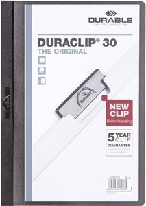 Durable  Teczka z zaciskiem  DURACLIP 30 - 2200  DIN A4  Maksymalna ilość arkuszy: 30 arkuszy (80 g/m²)  czarny Teczka z zaciskiem Durable DURACLIP 30 - 2200 220001, 1 szt.