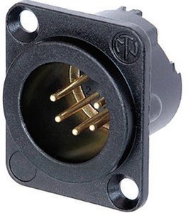 Gniazdo XLR z kołnierzem Neutrik NC5MD-LX-B, 5-pin, 7,5 A, czarne