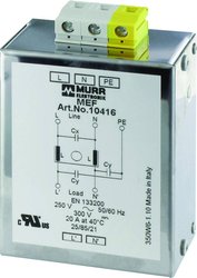 Filtr EMC 1-fazowy 1-stopniowy i:20a u:250 VAC/300 VDC z możliwością napnapnappa uniwersalnego filtra Filtr sieciowy Murr Elektronik 10416, 250 V/AC, 300 V/DC