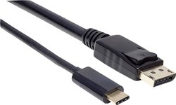 adapter DisplayPort, USB-C Manhattan USB-C auf DisplayPort-Kabel Stecker/Stecker 4K@60Hz-Ausgangssignal 2 m schwarz 152464, [1x złącze męskie USB-C - 1x złącze męskie DisplayPort]