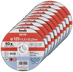 Zestaw ekonomiczny tarcz tnących kwb CUT-FIX – zestaw elastycznych tarcz 125 x 1,0 do szlifierek kątowych, 10 sztuk Zestaw tarcz tnących kwb  711922 125 mm 10 szt.