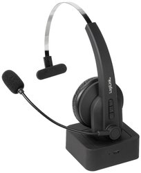 Monofoniczny zestaw słuchawkowy Bluetooth ze stacją ładującą, mikrofonem Zestaw słuchawkowy On Ear LogiLink BT0059 BT0059 Mono czarny